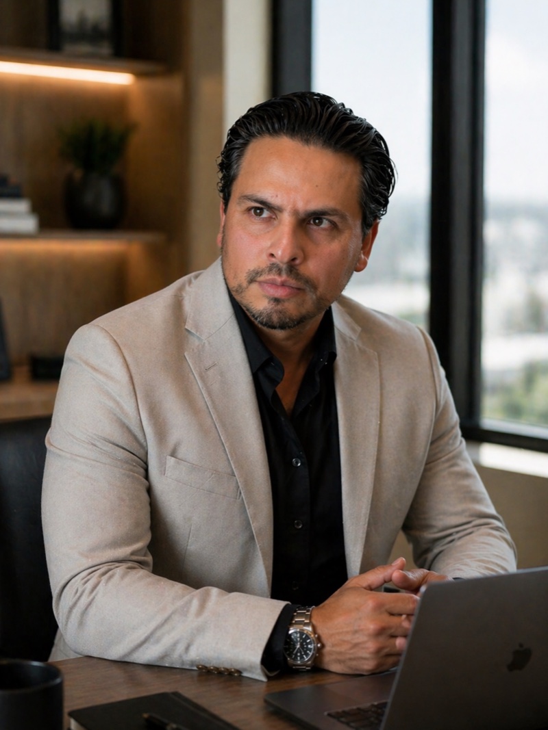 Sebastian Silva at his desk.