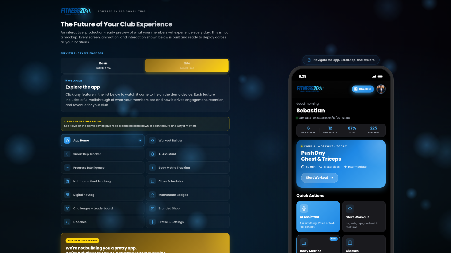Fitness2020 cinematic pitch site.