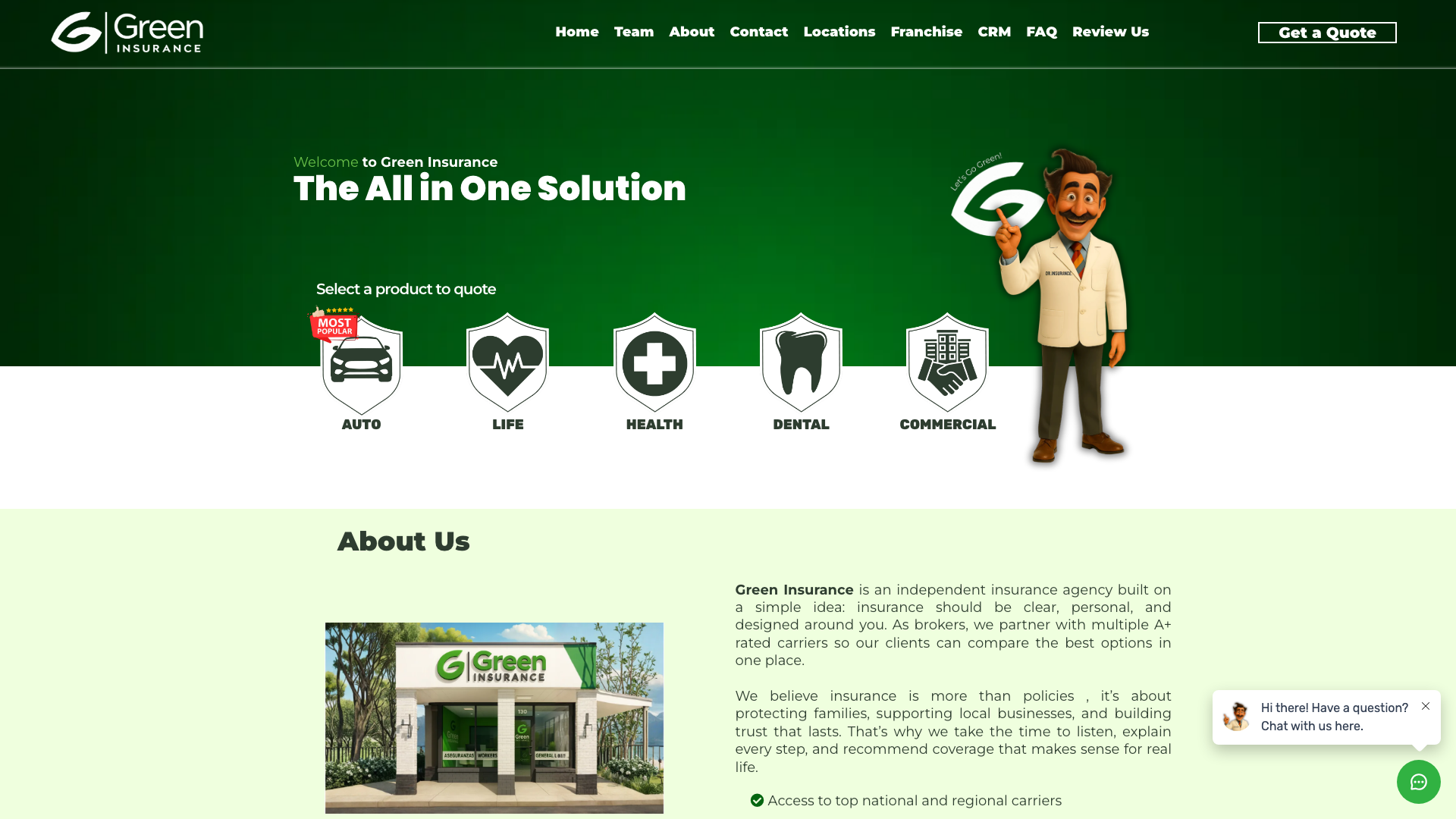 Green Insurance website desktop.