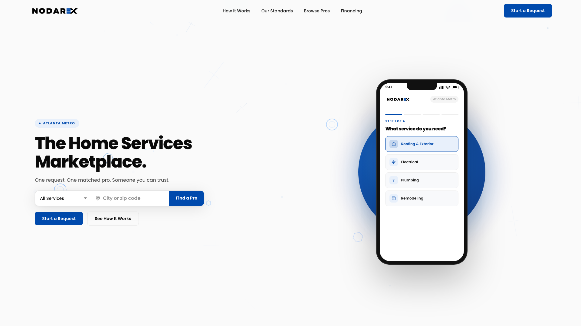 NODAREX consumer site desktop.