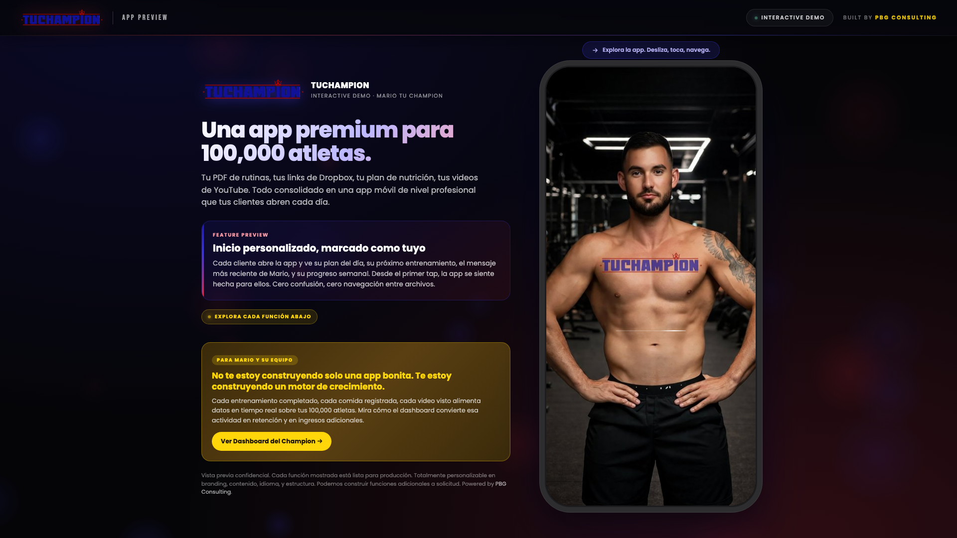 TU CHAMPION cinematic site.